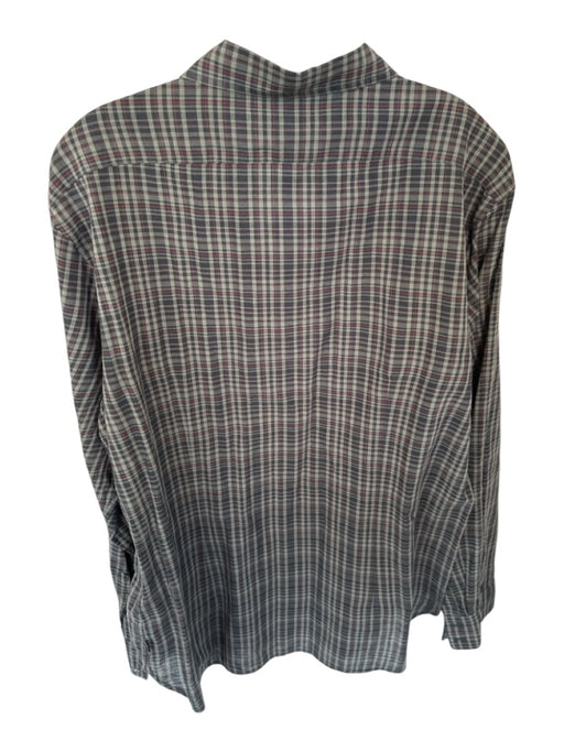 John Varvatos Size L Black & Gray Cotton Plaid Button Down Men's Shirt Black & Gray / L
