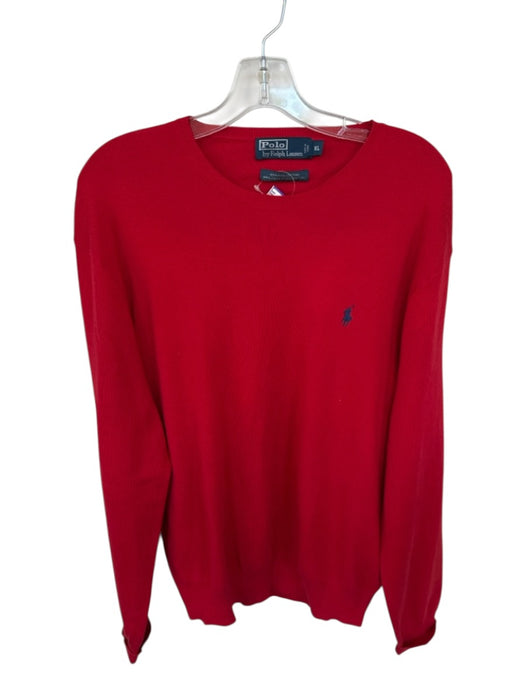 Polo Ralph Lauren Size XL Red & Navy Cotton Solid Crew Neck Men's Sweater Red & Navy / XL
