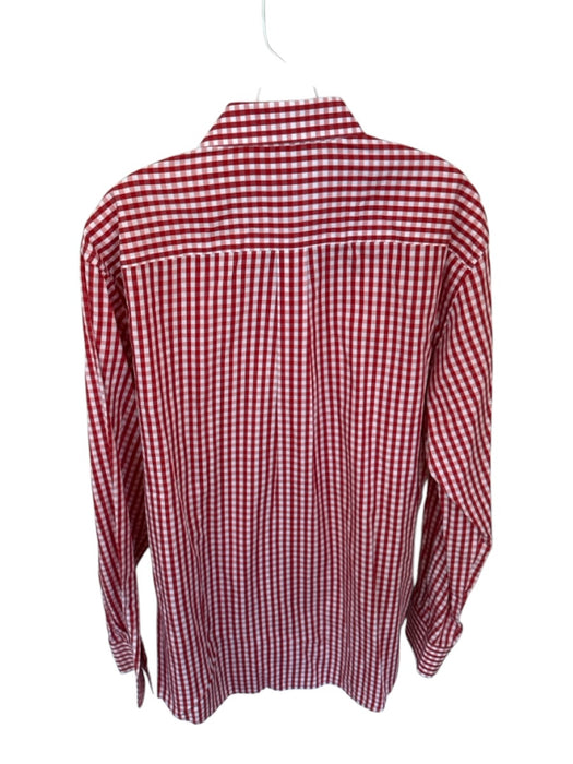 Peter Millar Size L Red & Peach Cotton Checkered Button Down Men's Shirt Red & Peach / L