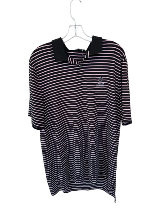 Ralph Lauren Size XL Black & Pink Polyester Striped Golf Men's Polo Black & Pink / XL