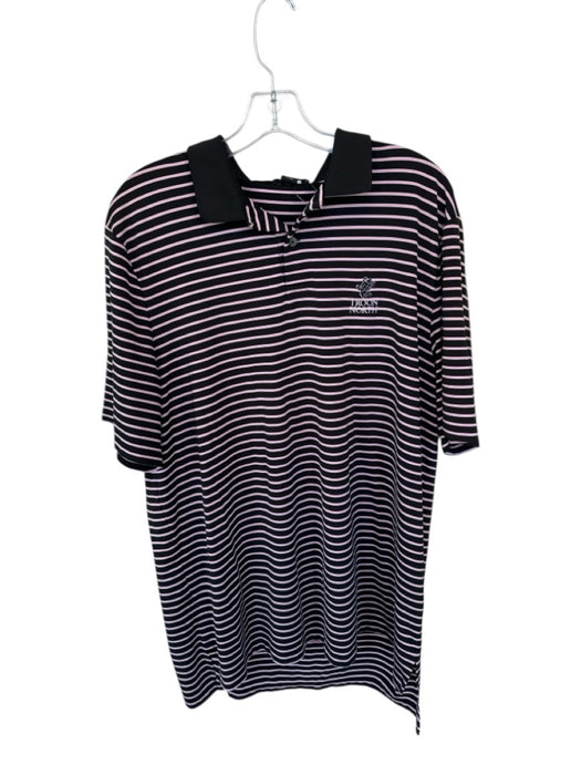 Ralph Lauren Size XL Black & Pink Polyester Striped Golf Men's Polo Black & Pink / XL