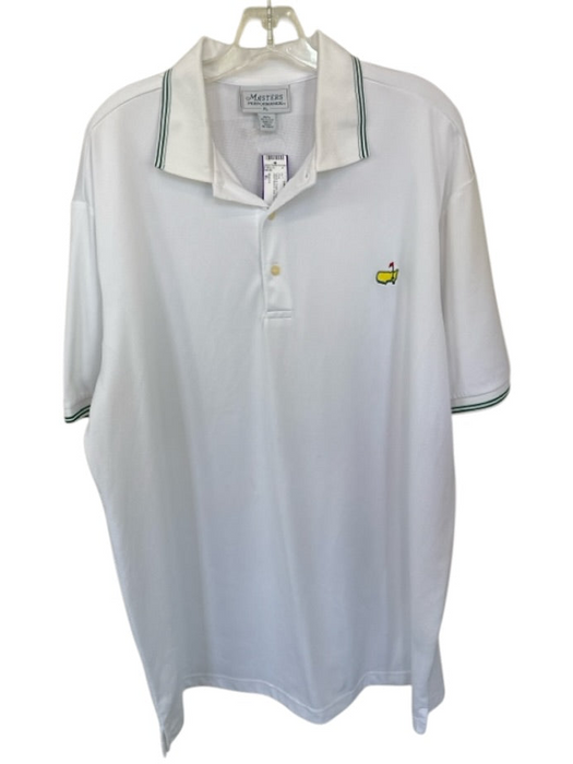 Masters Size XL White & Green Polyester Masters Logo Golf Men's Polo White & Green / XL