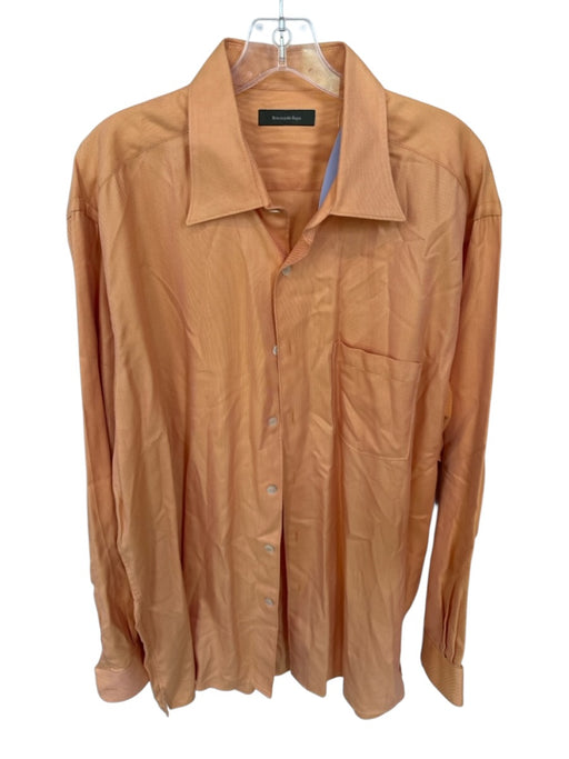 Ermenegildo Zegna Size XXL Orange Cotton Solid Button Down Men's Shirt Orange / XXL