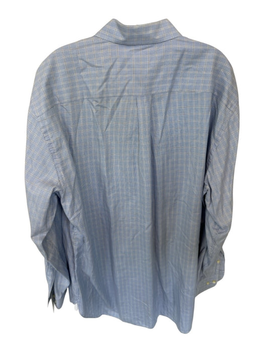 Peter Millar Size L Blue & White Cotton Grid Button Down Men's Shirt Blue & White / L