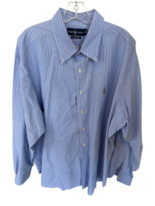 Ralph Lauren Size XXL Blue & White Cotton Striped Men's Shirt Blue & White / XXL