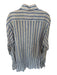 Eton Size 17.5 Tan & Navy Print Linen Striped Button Down Men's Shirt Tan & Navy Print / 17.5