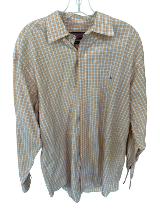Vineyard vines Size L Orange & White Cotton Checkered Button Down Men's Shirt Orange & White / L