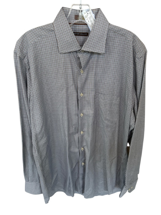 Peter Millar Size L Brown & Blue Cotton Houndstooth Button Down Men's Shirt Brown & Blue / L