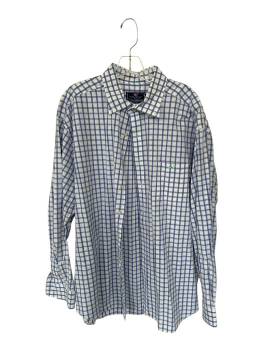 Vineyard vines Size XXL White & Blue Cotton Grid Button Down Men's Shirt White & Blue / XXL