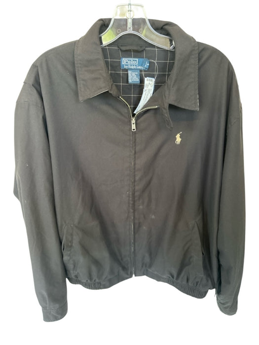 Polo Ralph Lauren Size XL Black & Tan Polyester full zip Bomber Men's Jacket Black & Tan / XL