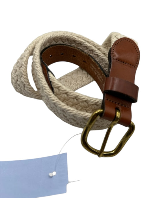 Brown & Cream Leather & Canvas Braided Men's Belt Brown & Cream