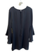Milly Size 12 Black Silk Blend Round Neck Back Zip Long Bell Sleeves Dress Black / 12