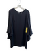 Milly Size 12 Black Silk Blend Round Neck Back Zip Long Bell Sleeves Dress Black / 12