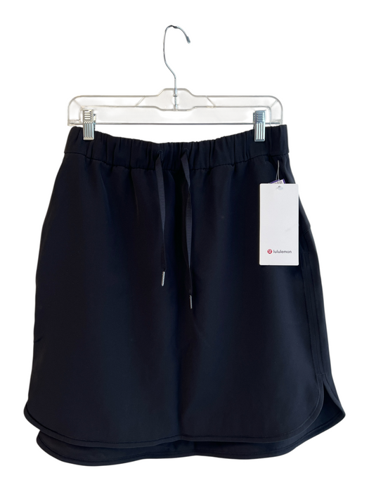 Lululemon Size 10 Black Polyester Logo Midi Elastic Waist Tie Waist Skirt Black / 10