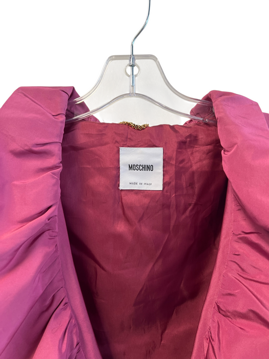 Moschino Size 10 Pink Silk & Polyester Long Sleeve Tie Waist Ruffle Hem Jacket Pink / 10