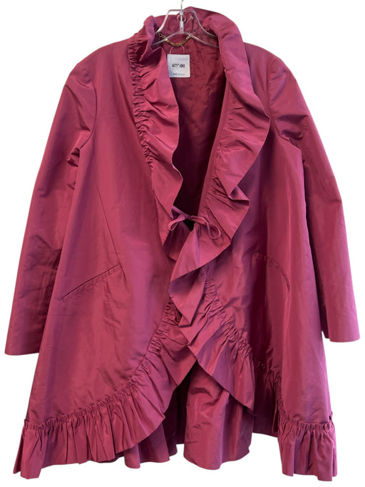 Moschino Size 10 Pink Silk & Polyester Long Sleeve Tie Waist Ruffle Hem Jacket Pink / 10