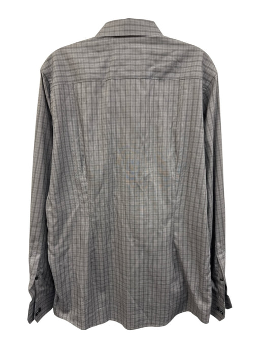 Eton Size 16.5 Gray & White Cotton Plaid Button Down Men's Long Sleeve Shirt Gray & White / 16.5
