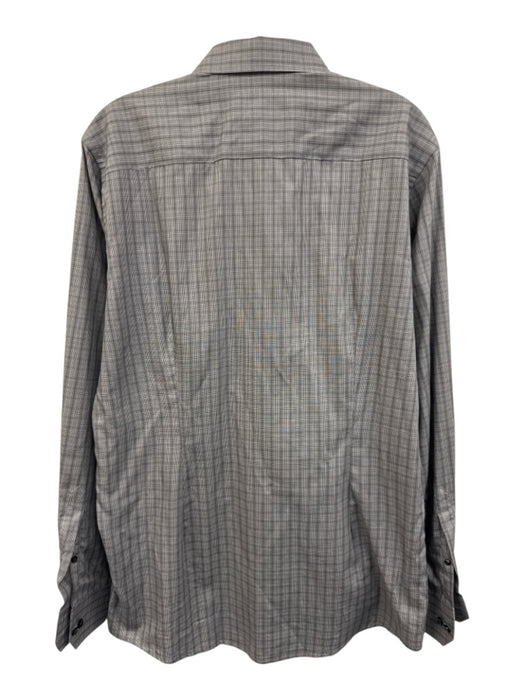 Eton Size 16.5 Gray & White Cotton Plaid Button Down Men's Long Sleeve Shirt Gray & White / 16.5