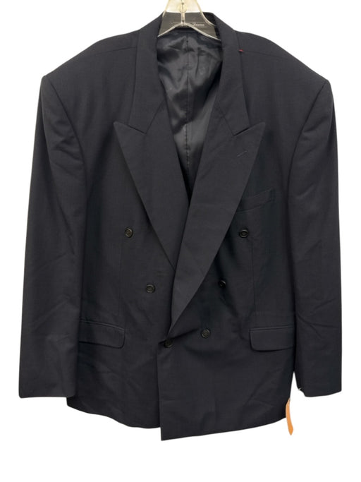 Pierre Balmain Navy Blue Wool All Over Print Double Breasted Men's Blazer Navy Blue / 52R