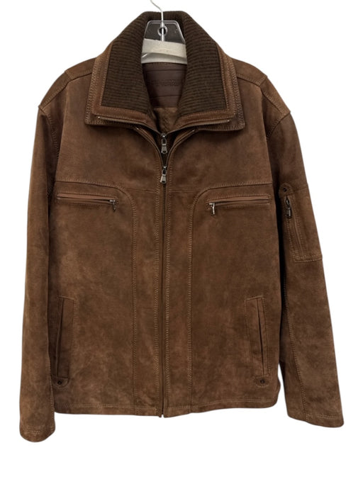 Roundtree & Yorke Brown Leather Solid Men's Coat Brown / L