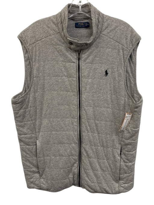 Polo Size L Gray Cotton Solid Zipper Men's Vest Gray / L