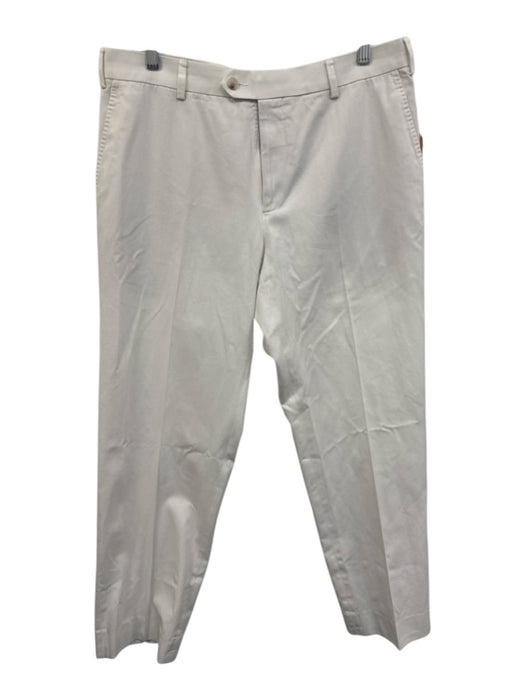 Tessuti Sondrio Size 52 White Cotton Solid Men's Pants White / 52
