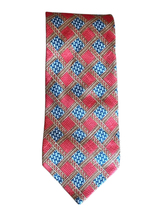 Ermenegildo Zegna Red & Multi Silk All Over Print Men's Tie Red & Multi