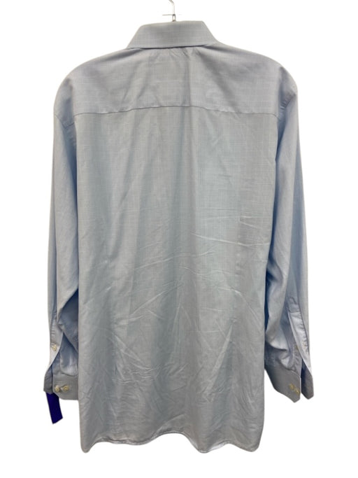 Eton Size 17 Blue & White Cotton Plaid Button Down Men's Long Sleeve Shirt Blue & White / 17