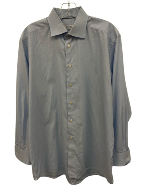 Eton Size 17 Blue & White Cotton Plaid Button Down Men's Long Sleeve Shirt Blue & White / 17