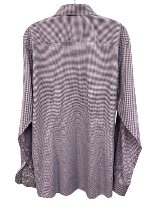 Eton Size 17 Purple & White Cotton Grid Button Down Men's Long Sleeve Shirt Purple & White / 17