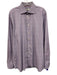 Eton Size 17 Purple & White Cotton Grid Button Down Men's Long Sleeve Shirt Purple & White / 17