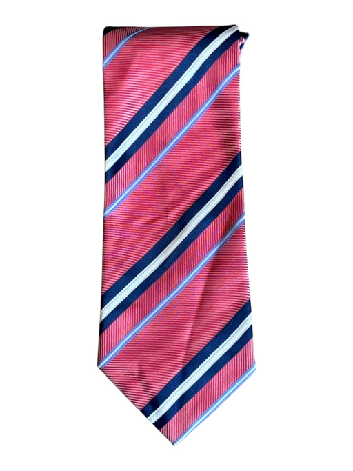 Ermenegildo Zegna Pink, Blue & White Silk Striped Men's Tie Pink, Blue & White