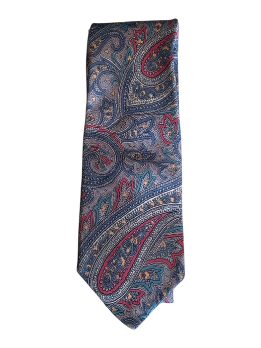 Yves Saint Laurent Blue & Multi Silk Paisley Men's Tie Blue & Multi