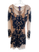 For Love & Lemons Size Medium Nude & Navy Polyester Round Neck Long Sleeve Dress Nude & Navy / Medium