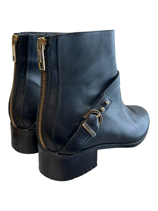 LK Bennett Shoe Size 39 Black Leather Gold Tone Hardware Solid Back Zip Boots Black / 39