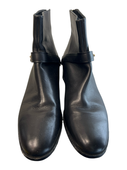 LK Bennett Shoe Size 39 Black Leather Gold Tone Hardware Solid Back Zip Boots Black / 39