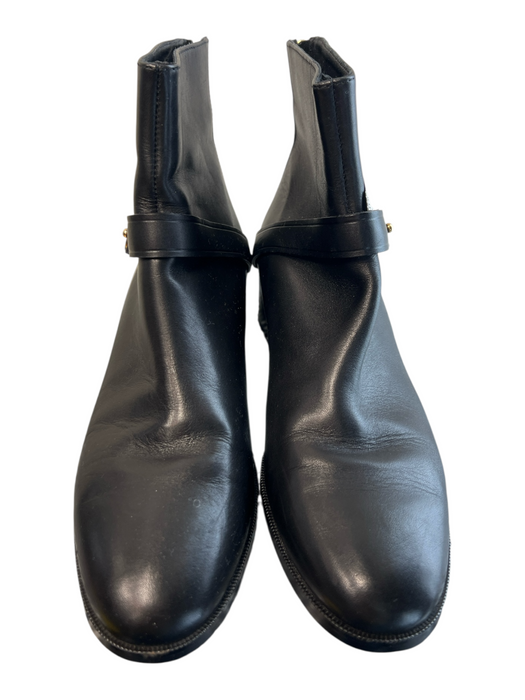 LK Bennett Shoe Size 39 Black Leather Gold Tone Hardware Solid Back Zip Boots Black / 39
