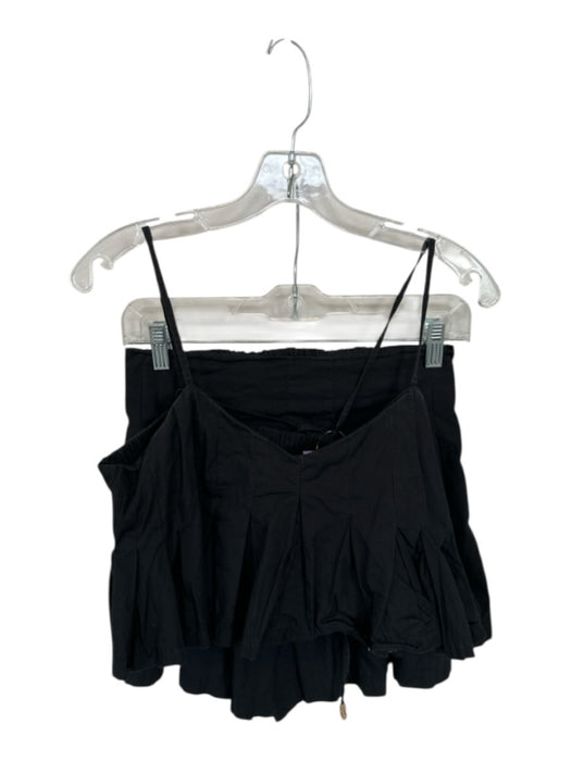 Free People Size S Black Cotton Blend Pleated Bead Detail Crop Skirt Set Black / S