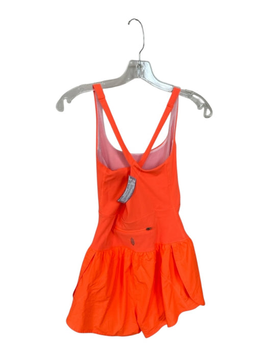 Free People Movement Size Small Neon Orange Polymide Cross Back Keyhole Romper Neon Orange / Small