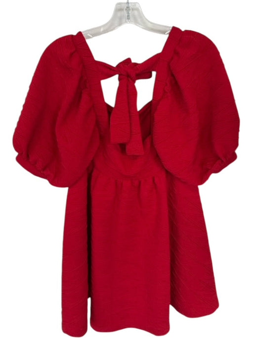 Free People Size S Wine Red Polyester Geometric Pattern Balloon Sleeve Dress Wine Red / S