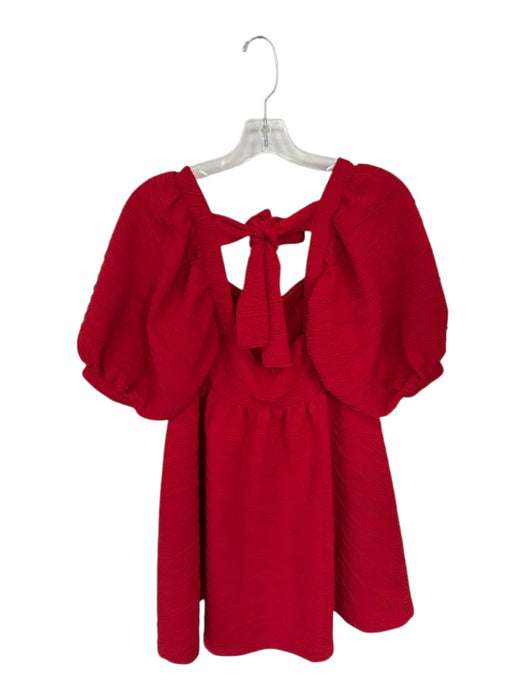 Free People Size S Wine Red Polyester Geometric Pattern Balloon Sleeve Dress Wine Red / S
