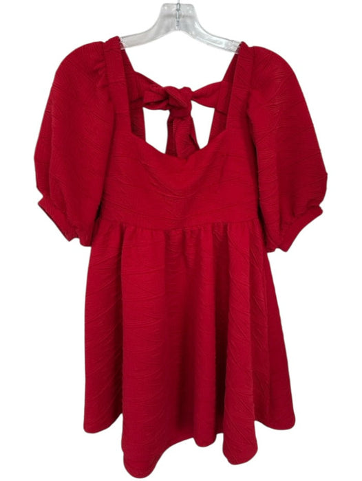 Free People Size S Wine Red Polyester Geometric Pattern Balloon Sleeve Dress Wine Red / S