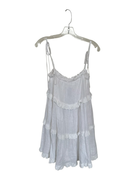 Rails Size S White Linen & Rayon Tie Strap Tiered Lace Detail Mini Dress White / S