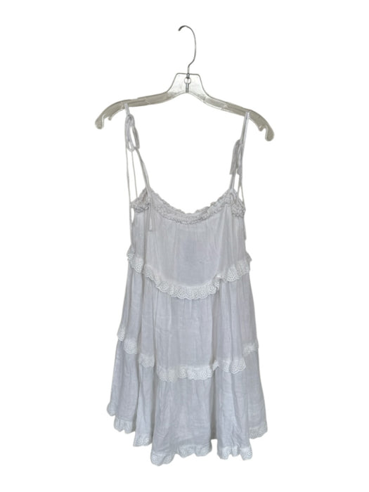 Rails Size S White Linen & Rayon Tie Strap Tiered Lace Detail Mini Dress White / S