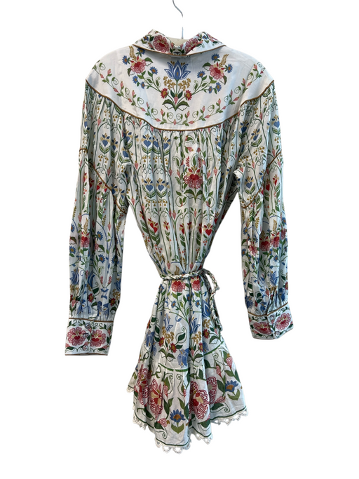 Farm Rio Size XL White, Green, Blue, Red Cotton & Viscose Long Sleeve Mini Dress White, Green, Blue, Red / XL
