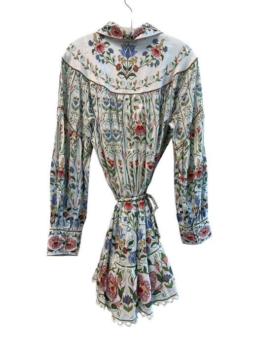 Farm Rio Size XL White, Green, Blue, Red Cotton & Viscose Long Sleeve Mini Dress White, Green, Blue, Red / XL