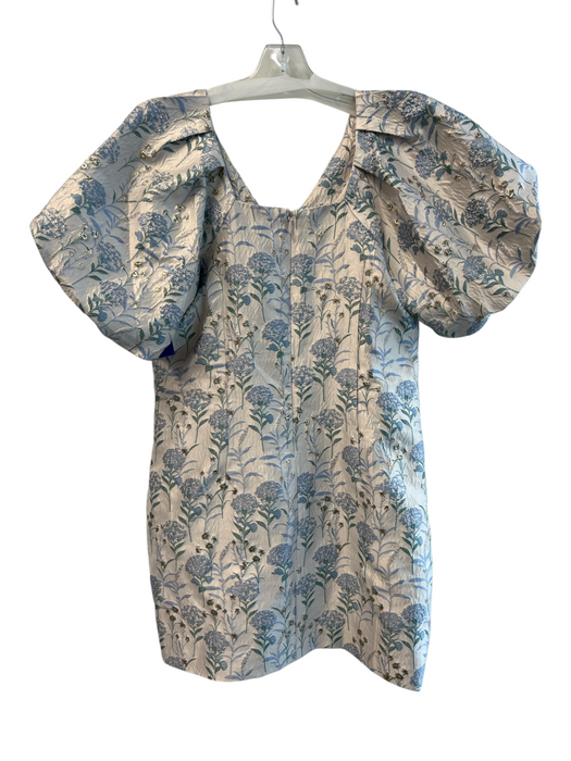 Adelyn Rae Size XL Cream & Light Blue Polyester & Lurex Metallic Thread Dress Cream & Light Blue / XL