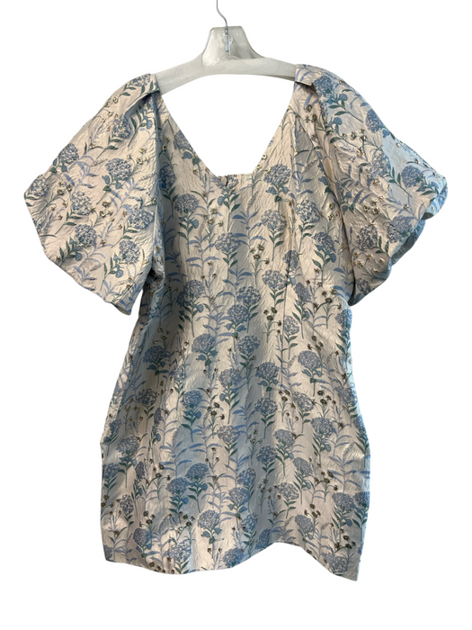 Adelyn Rae Size XL Cream & Light Blue Polyester & Lurex Metallic Thread Dress Cream & Light Blue / XL