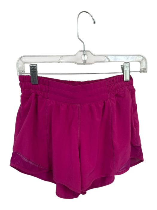 Lululemon Size 6 Magenta Nylon Blend Mesh Detail Zip Pocket Elastic Waist Shorts Magenta / 6