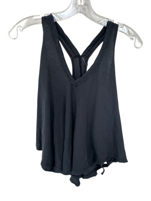 We The Free Size S Charcoal Cotton V Neck Racerback Flowy Top Charcoal / S